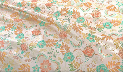 Floral Silk Brocade Fabric: 55" Wide Sewing Material