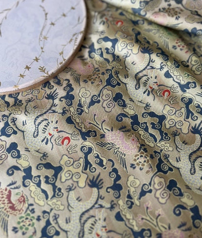 Flying Dragon Brocade Fabric: Chinese Emperor Robe Silk Blend (55"W)