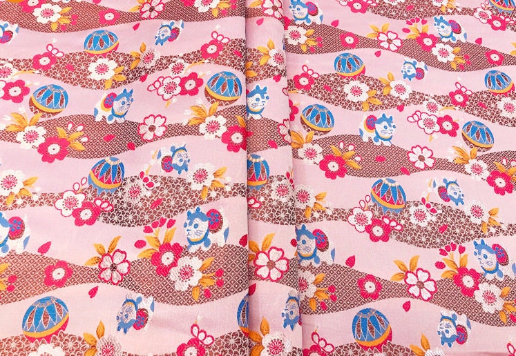 Japanese Nishijin Kitten Jacquard Brocade Fabric - Kimono Sewing, 59" Wide