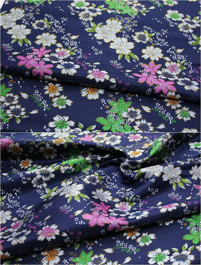 Tissu brocart jacquard à fleurs de cerisier : mélange de soie et de rayonne japonaises