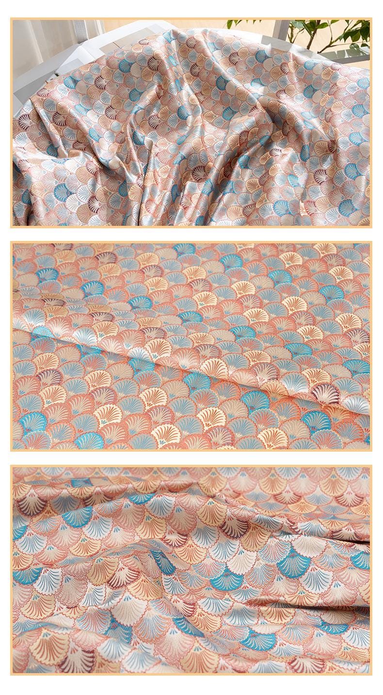 Japanese Shell Kinran Fabric: Pale Pink Brocade, 29.5�ï