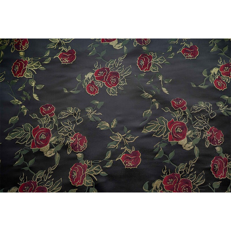 Gold Thread Rose Jacquard Fabric: 3D Texture Upholstery, Costume, Decor - 63" Wide