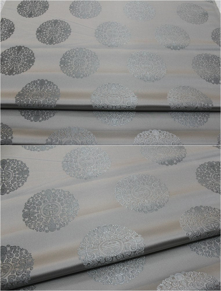 Chinese Fu Symbol Brocade Jacquard Satin Fabric - 29.5"W