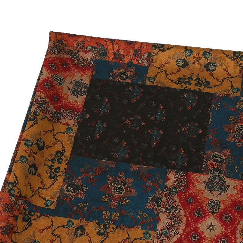 Bohemian Geometric Jacquard Tea Silk Satin Fabric: 59"W Upholstery & Costume