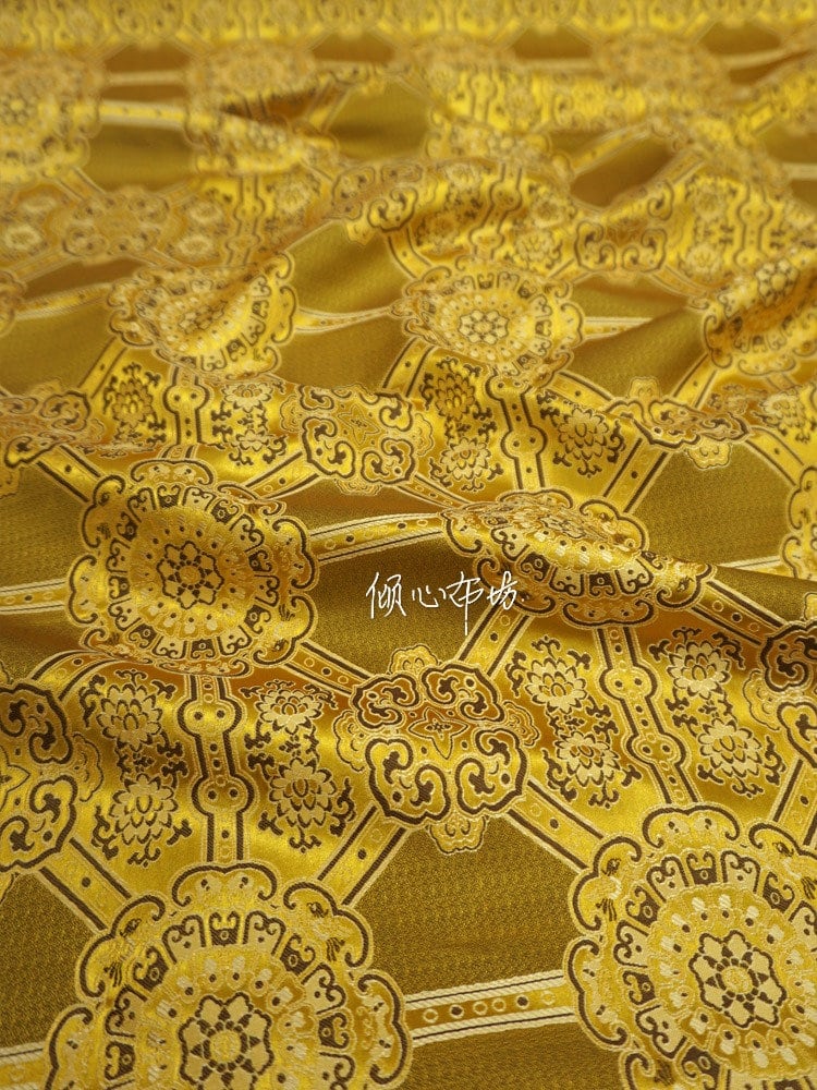 Auspicious Baoxiang Flower Brocade Fabric: Tibetan Robes & Shrines (29.5"W)