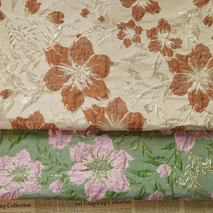 Gold Thread Jacquard Fabric: Pea Green 3D Designer Material - 58" Wide
