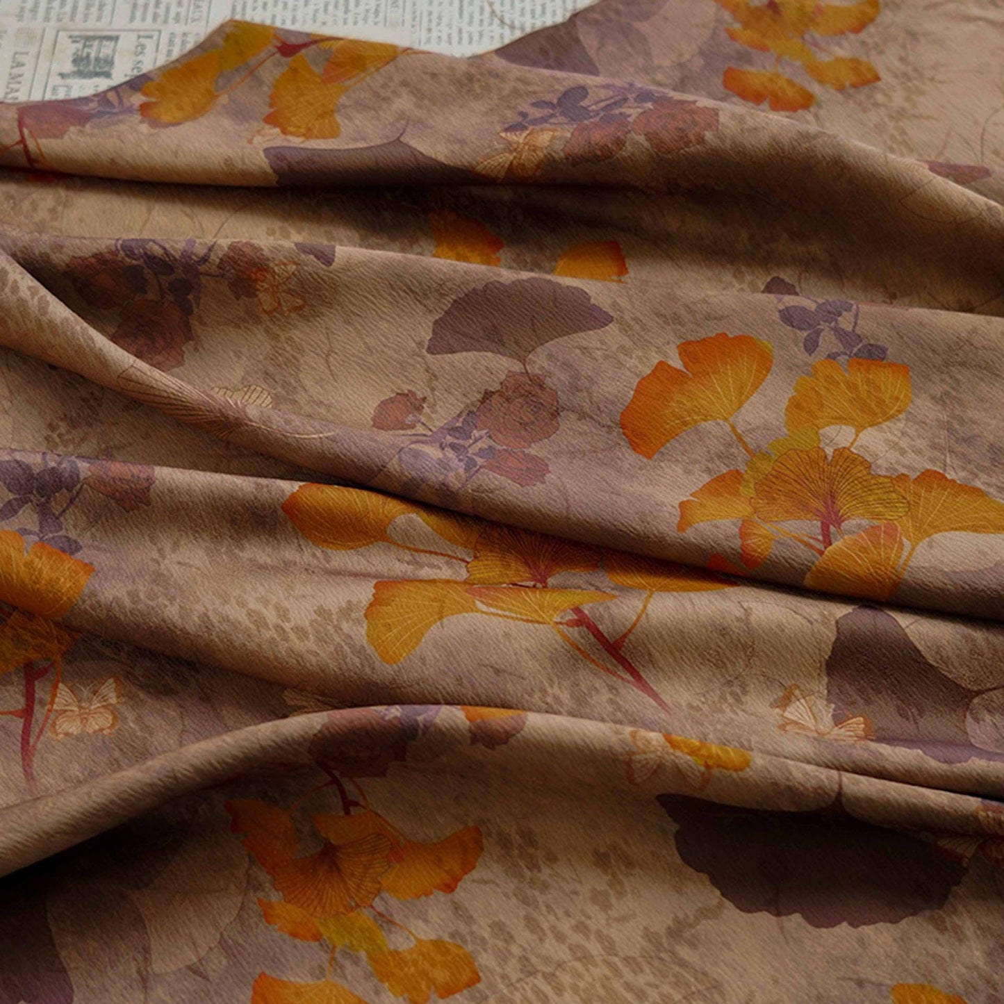Autumn Leaf Satin Fabric: 59"W Gambiered Canton Gauze