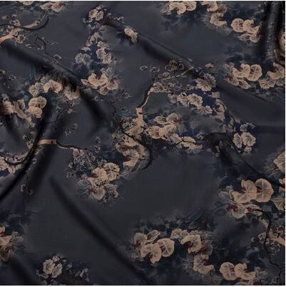Tissu de gaze cantonaise à motifs floraux : 150 cm de large, satin chinois