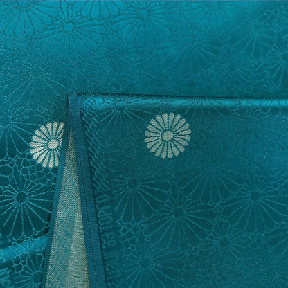 Tissu brocart floral bleu : robe mongole chinoise, matelassage, couture (largeur : 75 cm)
