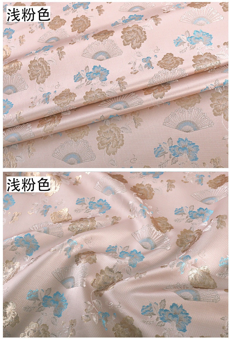 Floral Silk Brocade Fabric: 59"W Cheongsam Costume Material