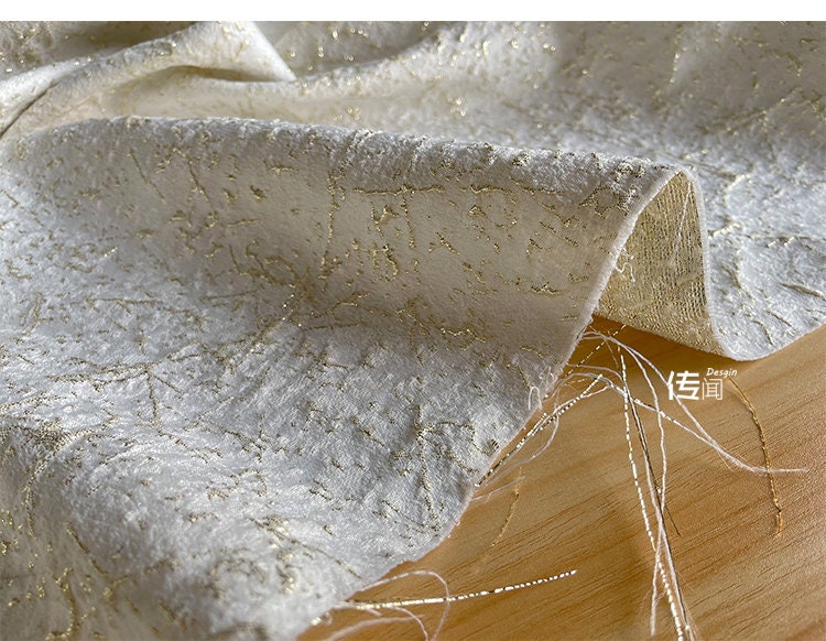 Gold Thread Jacquard Fabric: 3D Oil Painting Texture, 53" Wide