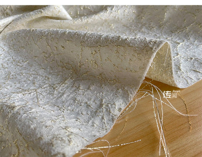 Gold Thread Jacquard Fabric: 3D Oil Painting Texture, 53" Wide