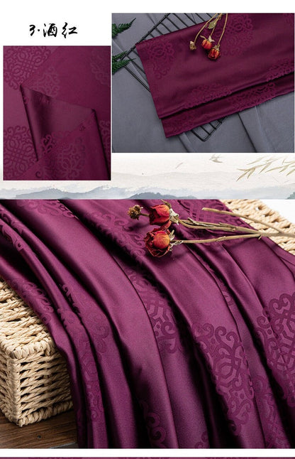 Damask Brocade Fabric: Chinese Mongolian Style Silk Rayon Blend