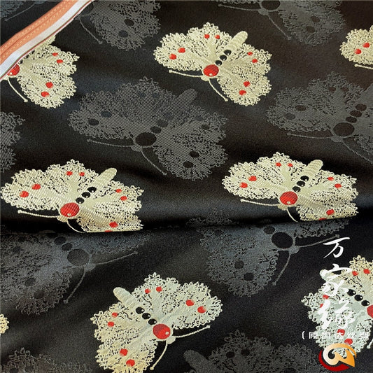 Butterfly Brocade Fabric: Natural Silk Cotton Damask (29.5"W)