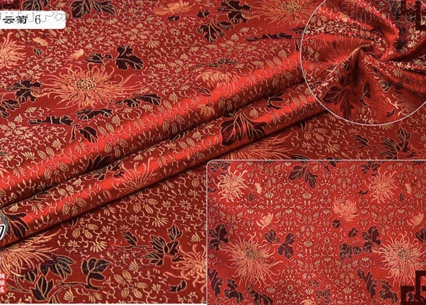 Chrysanthemum Silk Brocade Fabric: Colorful Cheongsam Qipao Sewing Material
