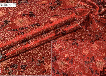 Chrysanthemum Silk Brocade Fabric: Colorful Cheongsam Qipao Sewing Material