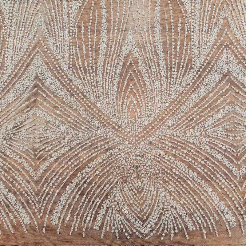 Beaded Sequin Lace Fabric: Bridal Wedding Veil, Gown Accessory