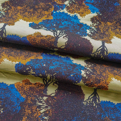 Giant Trees Jacquard Woven Fabric: Embossed Oil Painting Pattern, 63"W