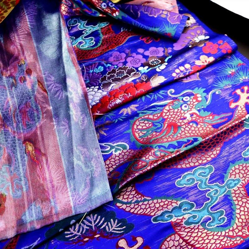 Dragon Jacquard Satin Fabric: Silk Rayon Brocade, Costume Decor - Poppylollipop