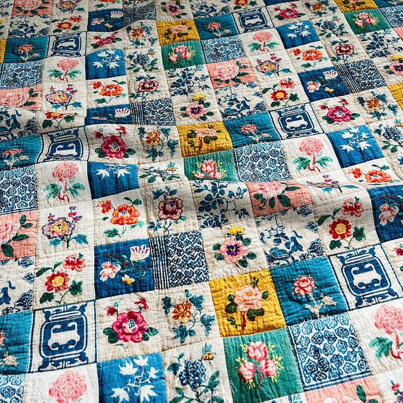Floral Print Cotton Fabric: Quilting, Patchwork Material (55" Wide)