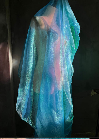 Iridescent Organza Fabric: Two-Tone Symphony Polyester, 41" Wide