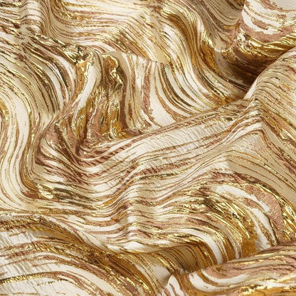 Gold Thread Jacquard Fabric: Universe Galaxy Design, 56" Wide