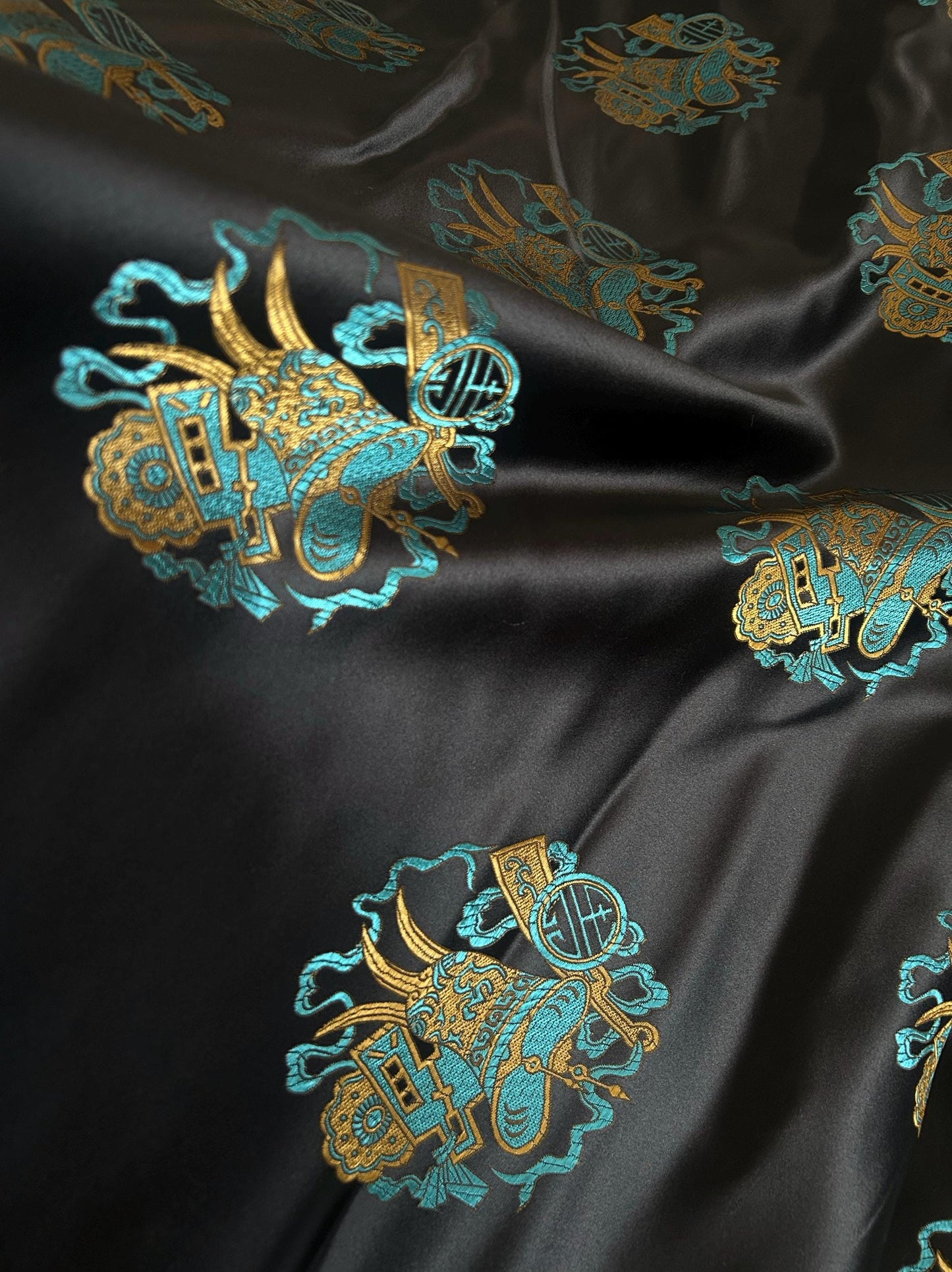 Dragon Brocade Fabric: Colorful Jacquard Satin, 35"W Home Decor