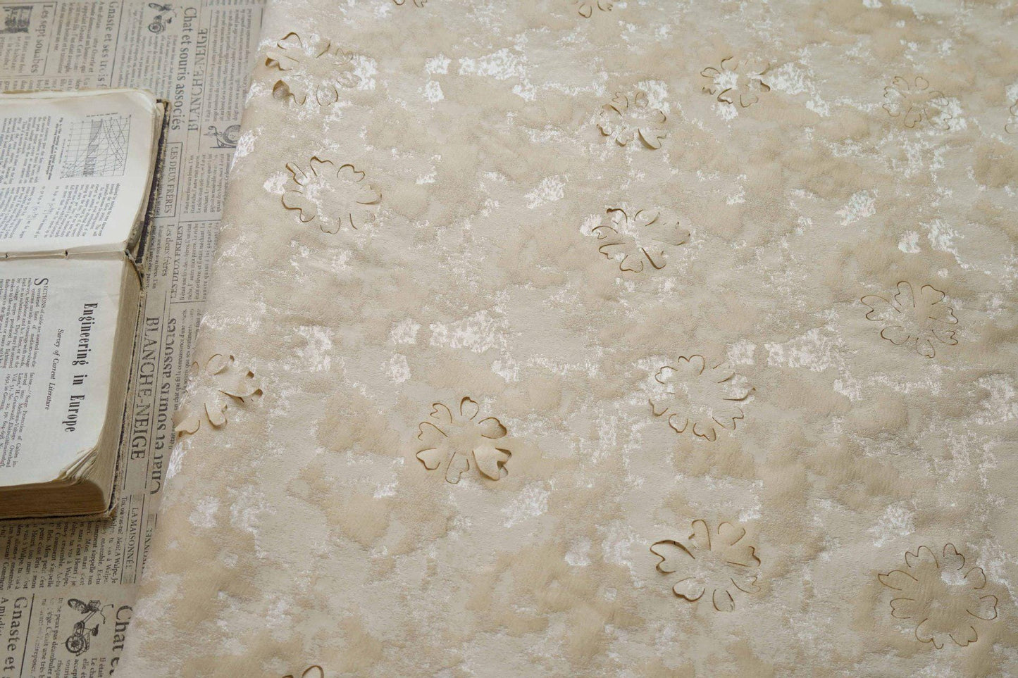 Floral Gauze Jacquard Fabric: Sheer Texture, 53" Wide - By The Meter