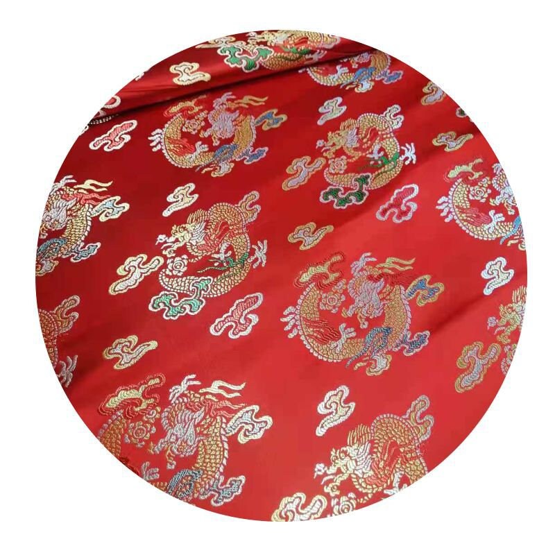 Dragon Brocade Fabric: Multicolor Chinese Rayon, 29.5" Wide
