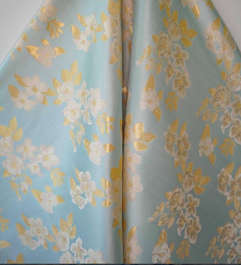Floral Jacquard Fabric: Retro Palace Damask, 65" Wide, By The Meter