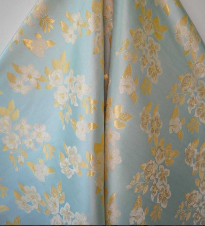Floral Jacquard Fabric: Retro Palace Damask, 65" Wide, By The Meter