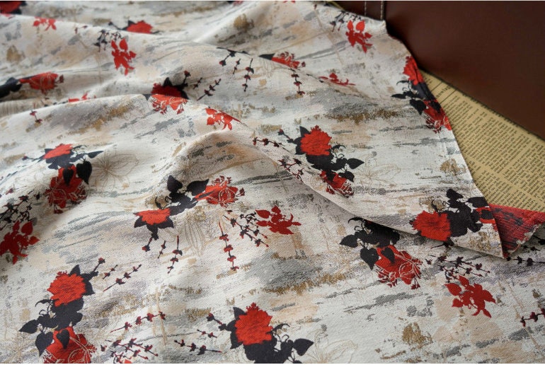 Floral 3D Jacquard Fabric: Bright Upholstery, Costume, Decor - 59" Wide
