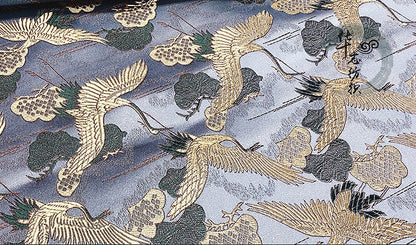 Crane Brocade Fabric: Colorful Asian Decor Fabric by the Meter