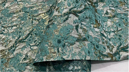Malachite Green Jacquard Fabric: 100% Polyester Upholstery, Costume, Decor - 57"W