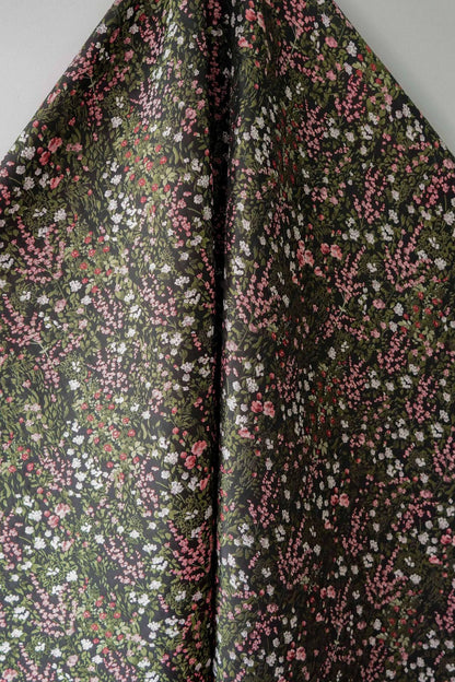 Reversible Floral Jacquard Fabric: Pink Flower Pattern, 55" Wide
