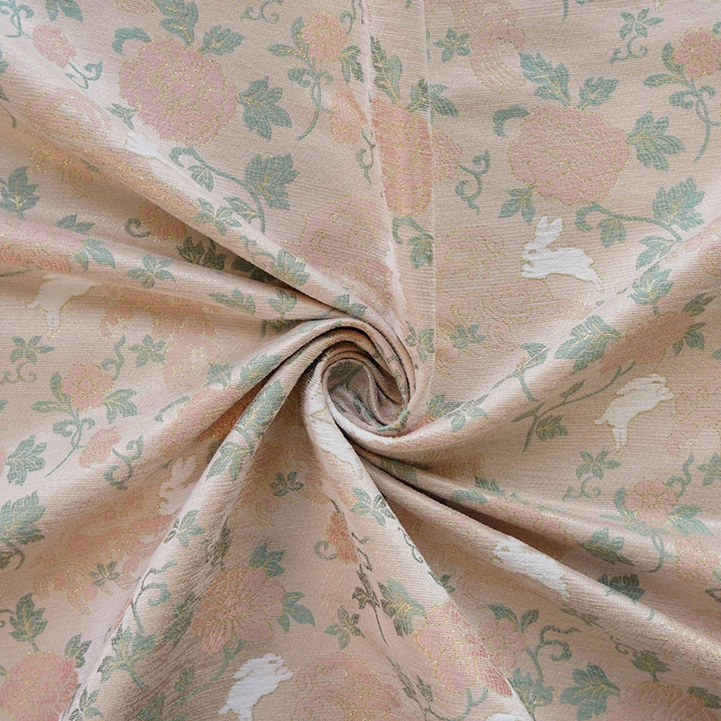 Rabbit Jacquard Velvet Fabric with Gold Thread - 59" Wide