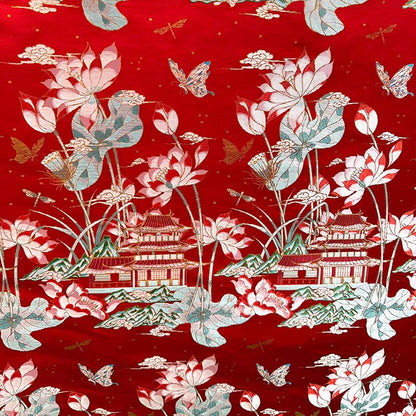 Lotus Silk Brocade Fabric: Tibetan Robe, Cheongsam, Upholstery, 59"W
