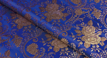 Tissu brocart à motifs floraux : Jacquard de soie et rayonne style palais rétro