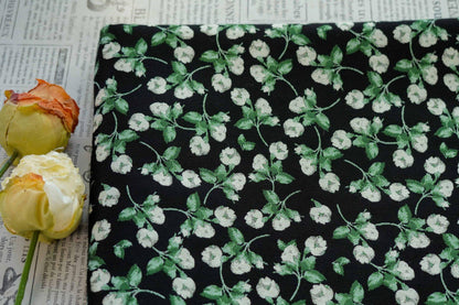 Black Background Small Floral Jacquard Fabric ��� Ideal for Home D��cor, Curtains, Quilting, Dressmaking, Upho"Wide