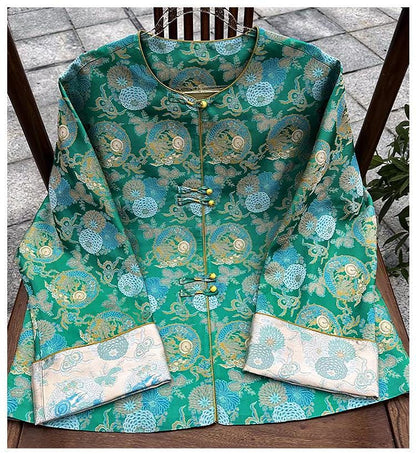 Dragon Jacquard Fabric: Ancient Asian Totem Pattern, 55" Wide