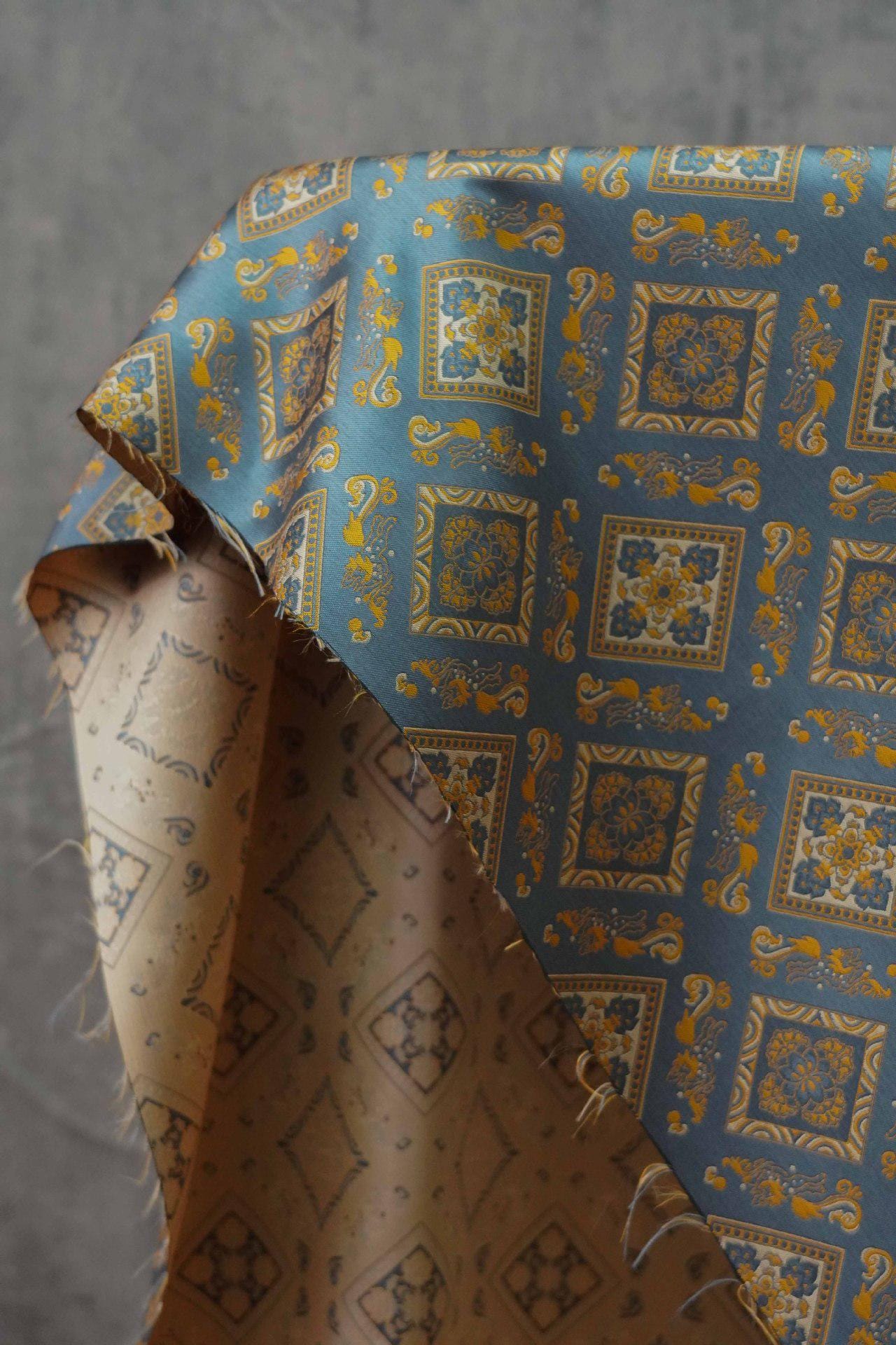 Nishijin Ori Brocade Fabric: Japanese Pavilion Pattern, 63"W Rayon Blend