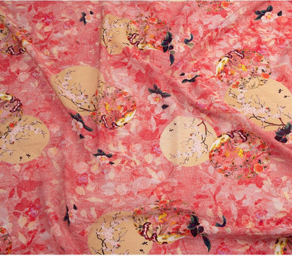 Floral Printed Linen Tencel Fabric: Lightweight Sewing Material, 57"W