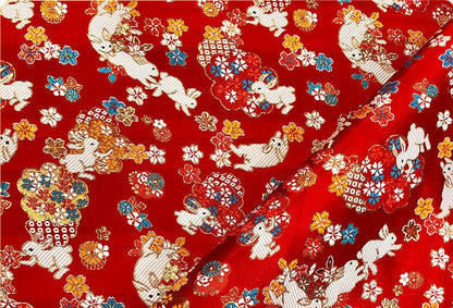 Sakura Rabbit Jacquard Brocade Fabric: 59" Wide Silk Rayon Blend