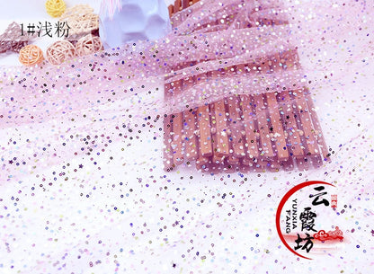 Tissu en tulle à paillettes : motif Bronzing Foli, 150 cm de large, pour cosplay DIY