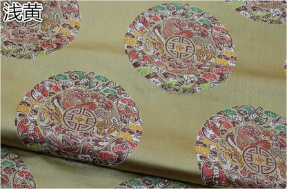 Chinese Fu Brocade Fabric: Floral Jacquard Satin, 29.5"W