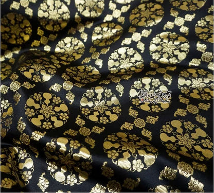 Nishijin Weaving Brocade Fabric: Auspicious Gourd Flower, Gold Thread (59"W)