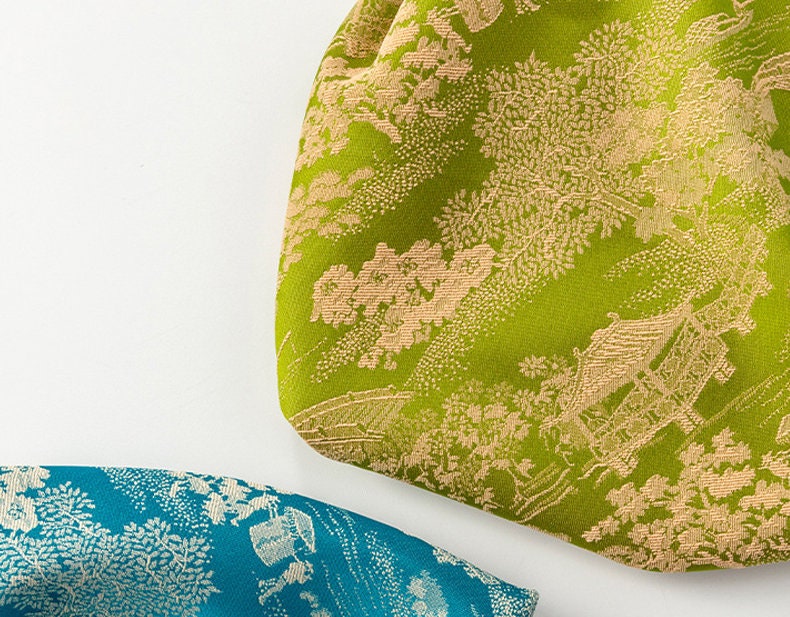 Ancient Chinese Jacquard Fabric: 59"W Rayon Upholstery Sewing Material