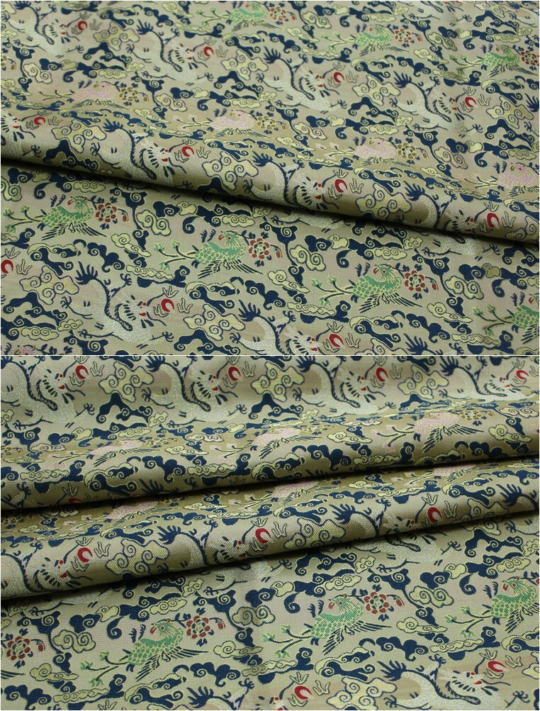 Flying Dragon Brocade Fabric: Chinese Emperor Robe Silk Blend (55"W)