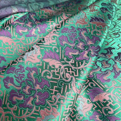 Floral Brocade Fabric: 59"W Chinese Wishful Sunflower Silk Rayon