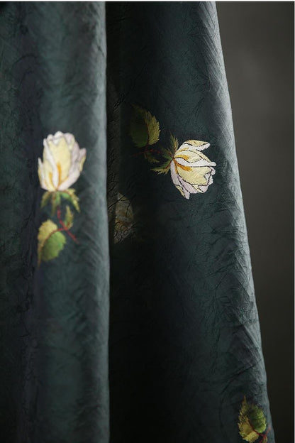 Tissu Tencel Ramie : Tissu à coudre imprimé roses, largeur 150 cm